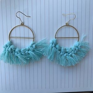 Handmade Macrame Earrings - Mint & Brass (Short)